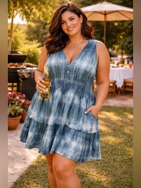 J Glee,  NWT , Sleeveless Tie-Dye Dress, 3X